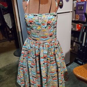 Bernie Dexter Multicolor Record Print Dress